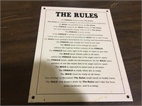 PORCELAIN THE RULES SIGN