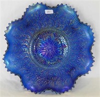 Hearts & Flowers ruffled bowl w/ribbed back - blue