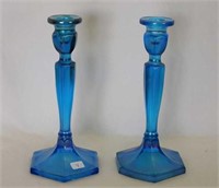 Florentine #449 8 1/2" candlesticks - celeste blue