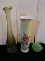 Fenton Tall Green Vase- Ceramic Vase-Trinket Box