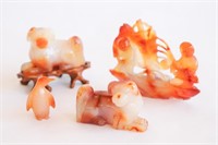 CHINESE SALMON PINK AND WHITE AGATE COLLECTION