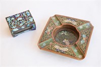 CLOISONNE ASHTRAY, with MATCH SAFE