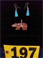Bear Pendant & Earrings (Ship or Pick up)