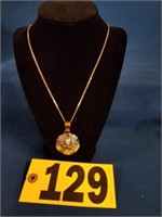 Navajo handmade Buffalo&turquoise gold pendant