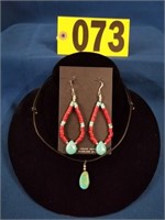 Turquoise Necklace & Earrings (Ship or Pick up)