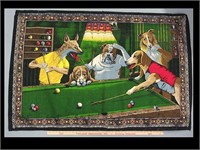 VELVET POOL DOG PLAYER'S WALL HANGING. SOME WATER
