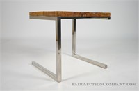 Chrome and Wood End Table