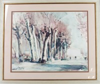 "Trees" by Morotto 1952 Watercolor Print