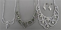 Three Rhinestone Costume Jewelry Necklaces