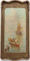 1920's  Molded Frame Nautical Fisherman Print