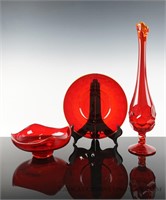 Lot of Vintage Red Art Glass