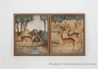 Pair of Deer Paintings