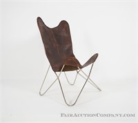 Steel Rod and Leather Butterfly Style Chair