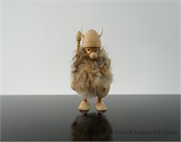 Small Viking Figurine with Rabbit Fur Trim
