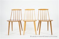 Lot of 3 Folke Palsson J77 Chairs for FDB Möbler