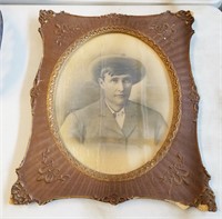 Antique Framed Photograph Young Cowboy