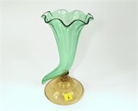 8" Steuben Pomona green and amber vase, signed