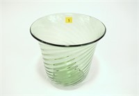 7" Steuben Pomona green vase, signed Fleur-de-Lis