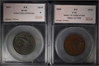 SEGS GRADED LARGE CENTS: