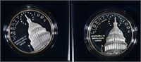 (2) 1994 US Capitol Proof Silver Dollars