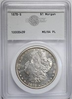 1878-S MORGAN DOLLAR, AGS CH/GEM BU PL