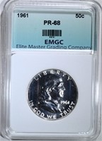 1961 FRANKLIN HALF DOLLAR, EMGC SUPERB GEM PR