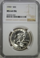 1959 FRANKLIN HALF DOLLAR NGC MS64