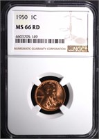 1950 LINCOLN CENT NGC MS66 RD