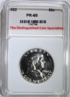 1962 FRANKLIN HALF DOLLAR, TDCS SUPERB GEM PROOF