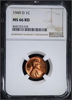 1949-D LINCOLN CENT NGC MS66 RD