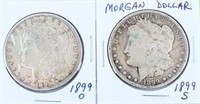 Coin 2  Morgan Silver Dollars 1899-O & 1899-S