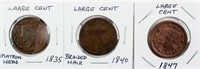 Coin 3 United States Large Cents 1835, 1840 & 1847