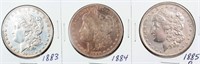 Coin 3 Morgan Silver Dollars 1883, 1884 & 1885-O