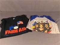 2 Vintage T-Shirts Farm Aid & The Police