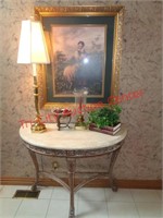 ENTRY TABLE - GIRL & SHEEP PICTURE, LAMP & MORE