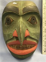 Authentic Tlingit mask, 11" tall, 8.5" wide, colle