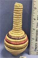 Hooper Bay grass baby rattle, 5" tall berry dyes