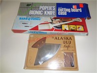 ULU KNIFE, POPEIL'S BIONIC KNIFE & BBQ TONGS