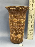 Cedar root basket, Tlingit 4.5" tall made as a bas