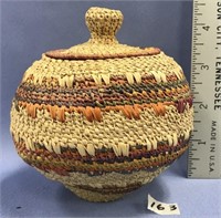 Hooper Bay grass basket, natural berry dye, by KM