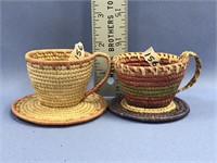 2 Hooper Bay grass tea cups, 2" each