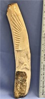 Fossilized bull walrus tusk, made into ice axe, re