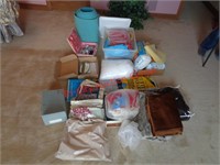 SEWING ITEMS - MATERIAL, BATTING, CUTTING BOARD