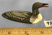 3 1/4" carved ivory loon, by Ted Mayac, with black