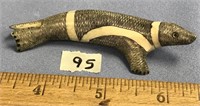 3 1/2" carved ivory seal, inset baleen eyes, scrim