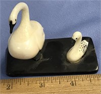 3 1/2" fossilized carved ivory swan, scrimmed deta