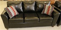New Black Leather Sofa and Love Seat