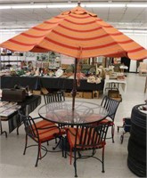 Patio Set Table & 4 Chairs and Umbrella with