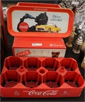 Coca Cola Tray, Carrier and Glasses