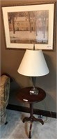 Framed Print, Tri-Leg Lamp Table and Lamp